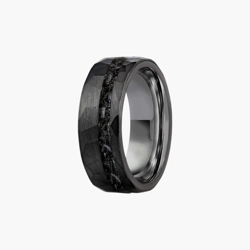 Wolframstahlring mit Meteorit