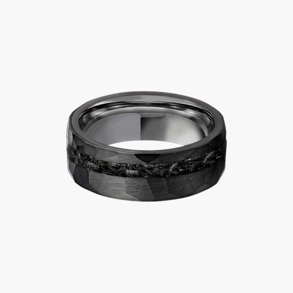Wolframstahlring mit Meteorit