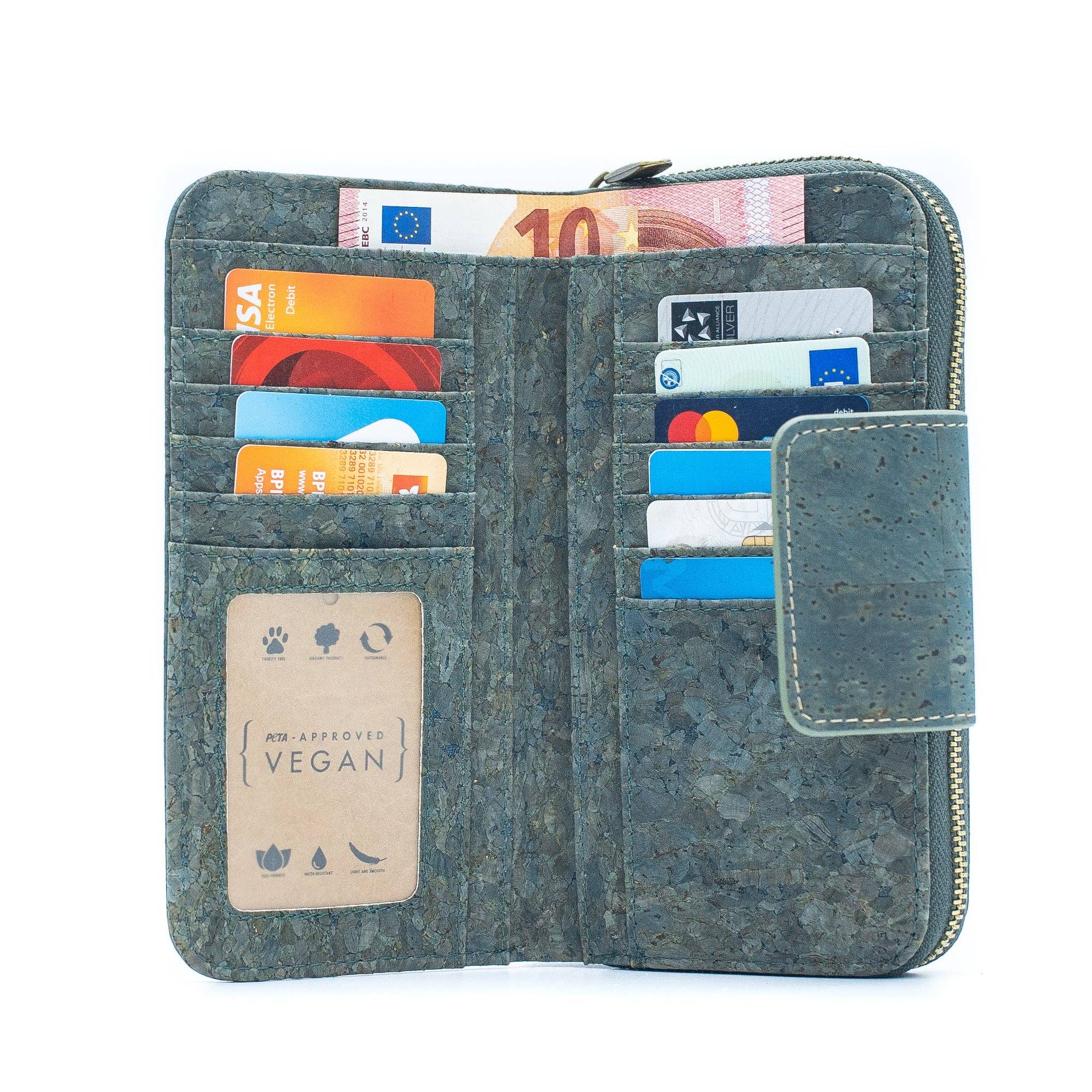 Billetera Bifold para Mujer de Corcho Color Turquesa con Diseño de Corcho BAG-2089