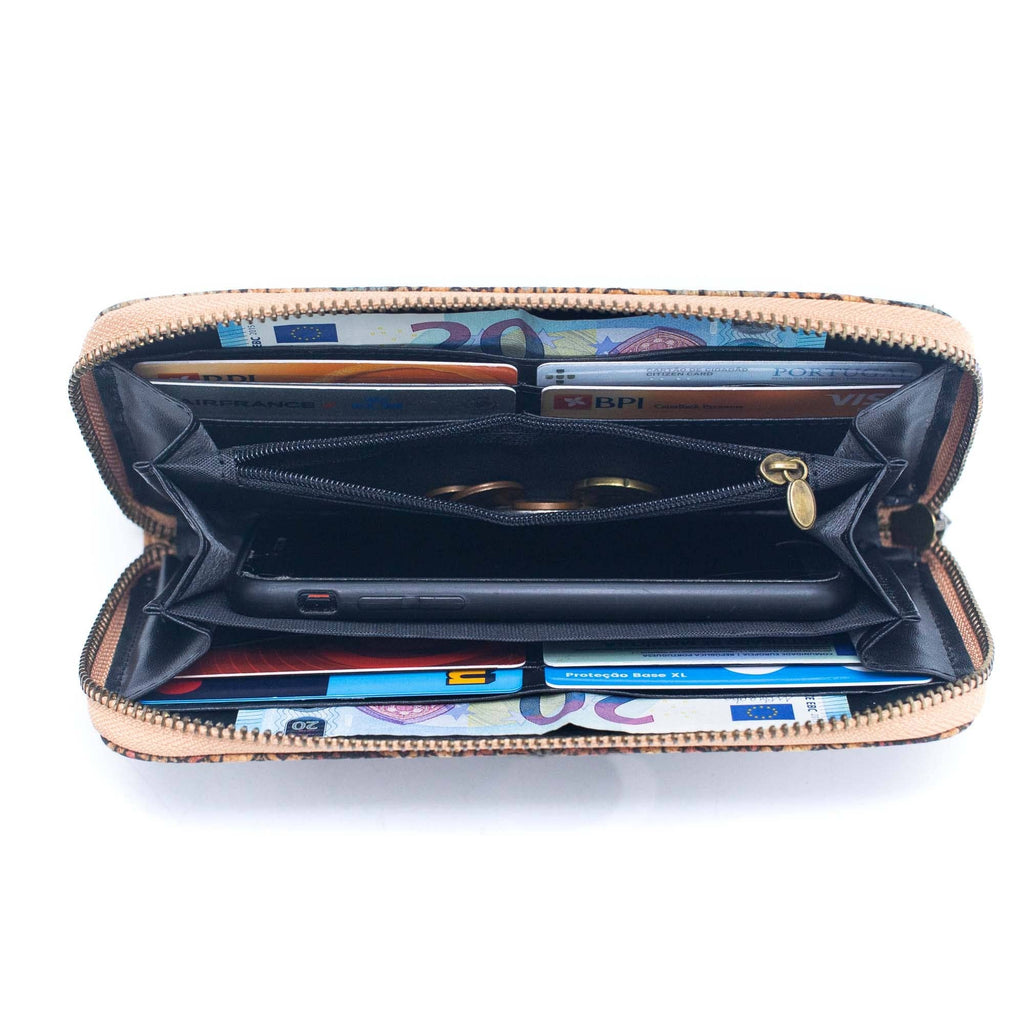 Various patterns natural cork women zipper card wallet- Vegan Cork Wallet BAG-2219