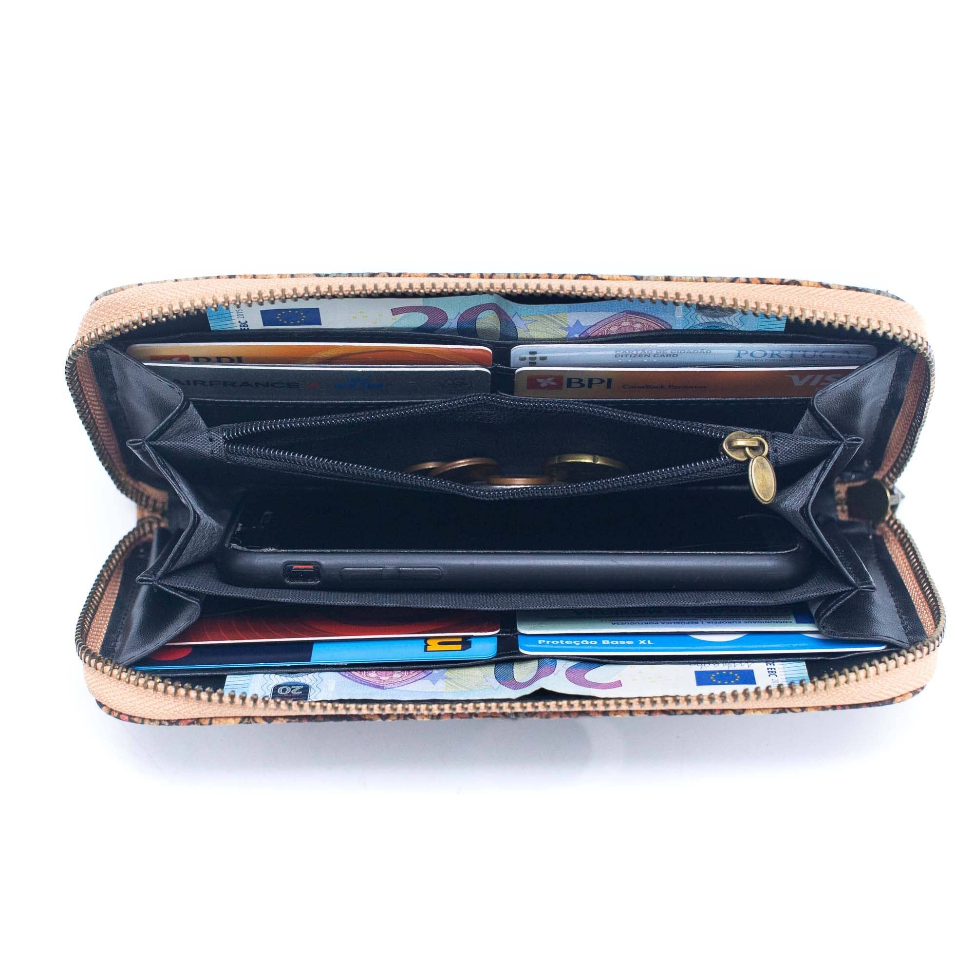 Various patterns natural cork women zipper card wallet- Vegan Cork Wallet BAG-2219