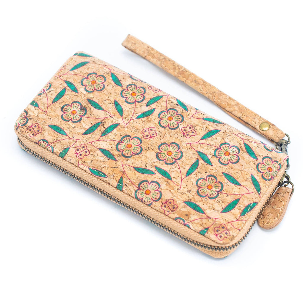 Cartera tarjetero de corcho natural con cremallera para mujer, varios patrones - Cartera vegana de corcho BAG-2216