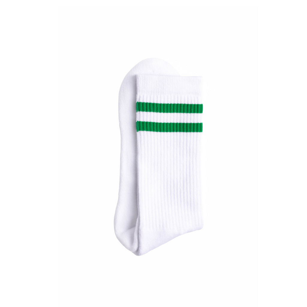 Sportsocken - Doppelstreifen weiß/grün