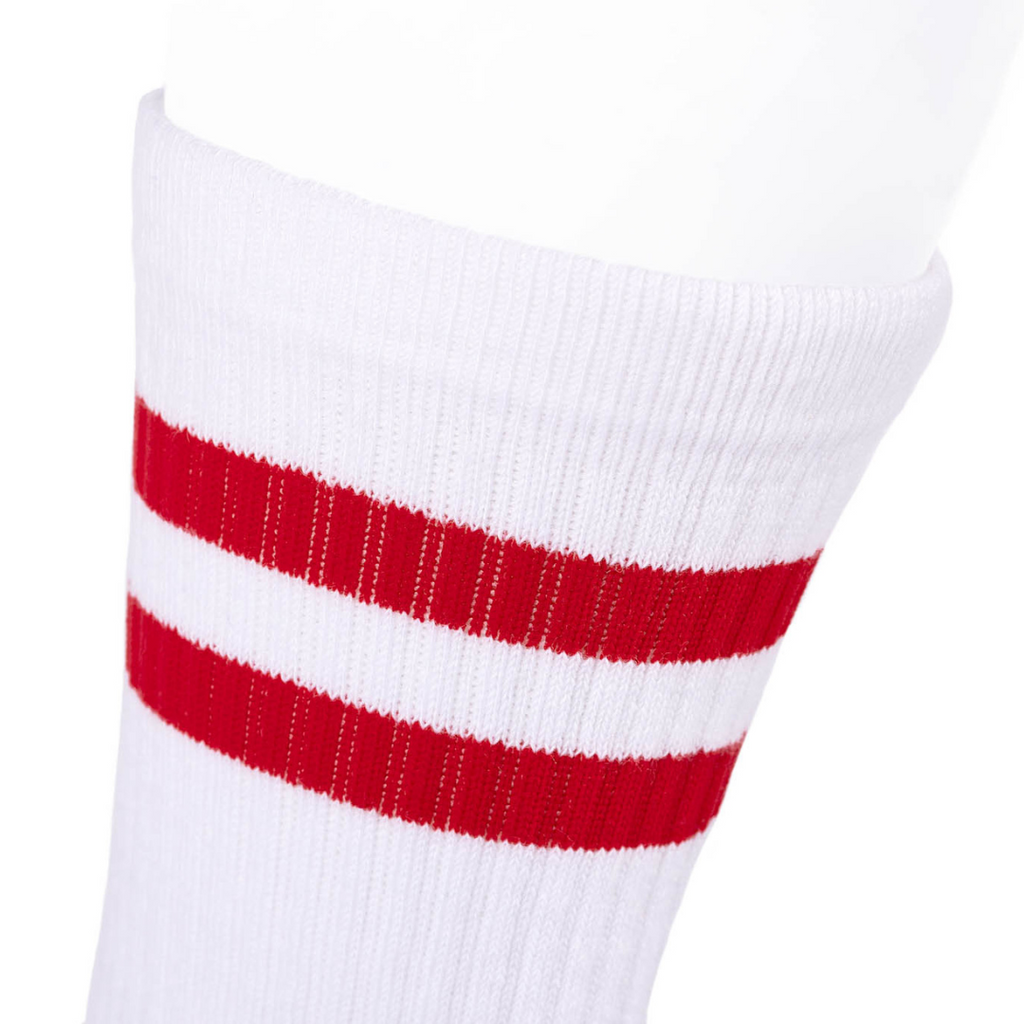 Sportsocken – Doppelstreifen weiß/rot