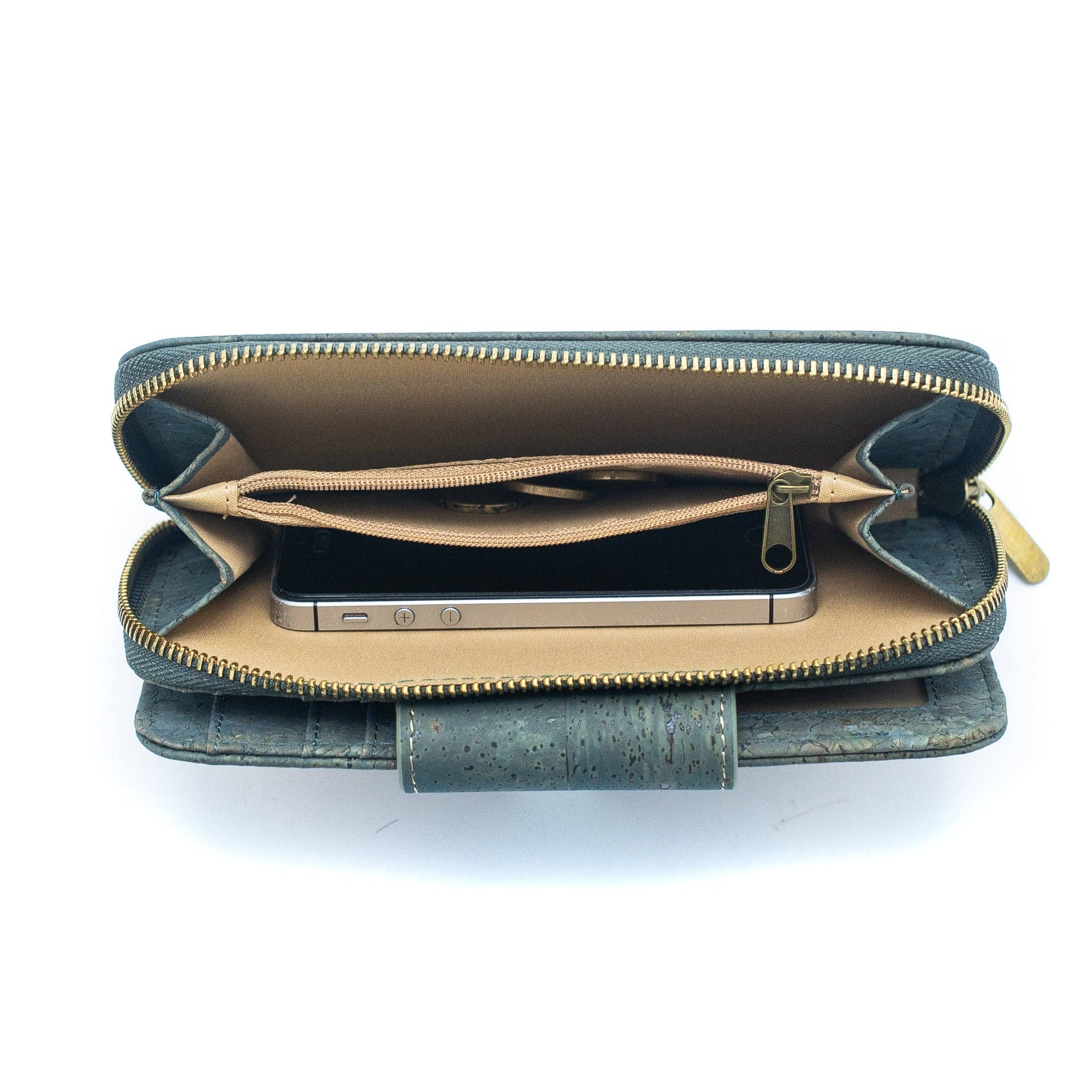 Billetera Bifold para Mujer de Corcho Color Turquesa con Diseño de Corcho BAG-2089