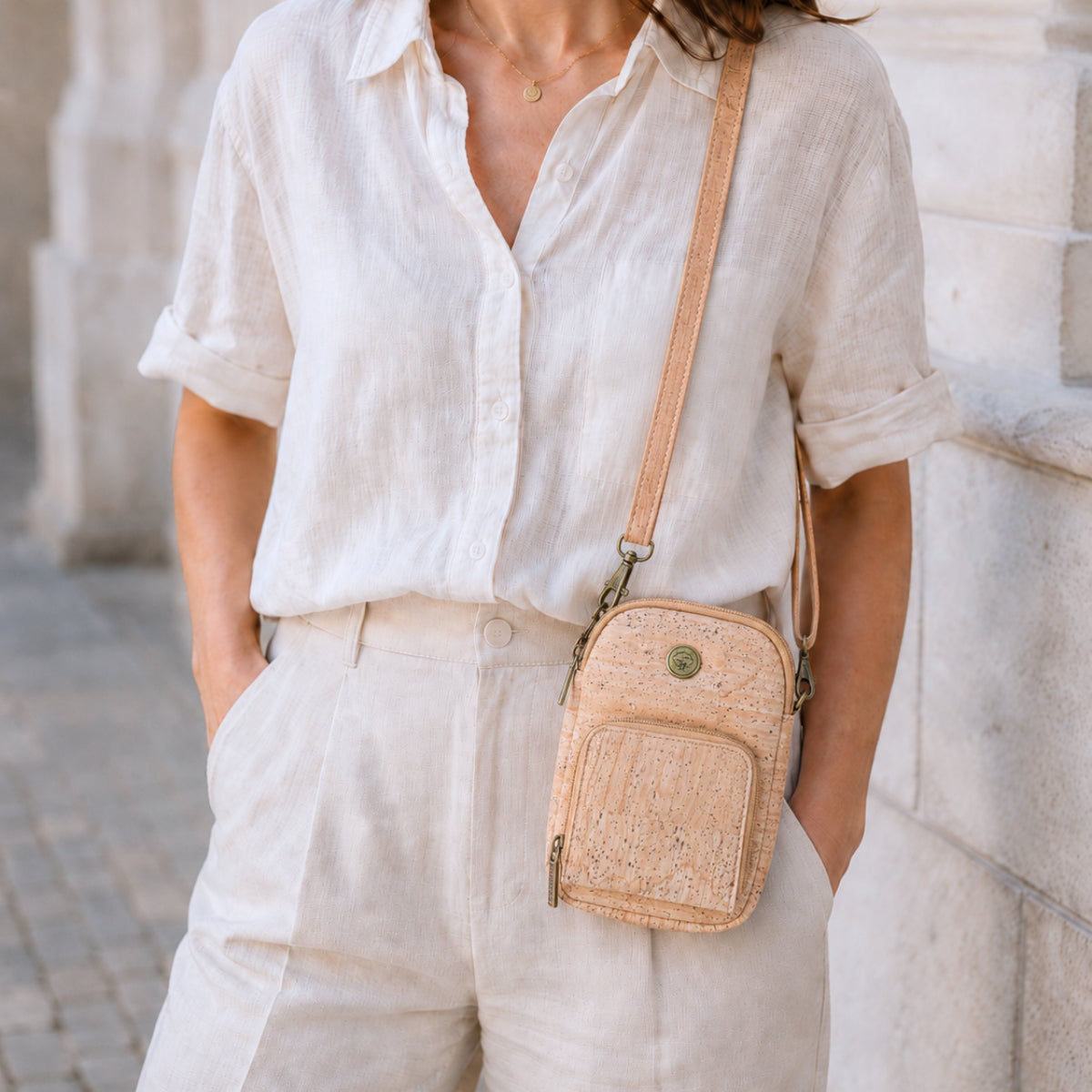 Cork Crossbody Bag with Front Pocket BAG-2362