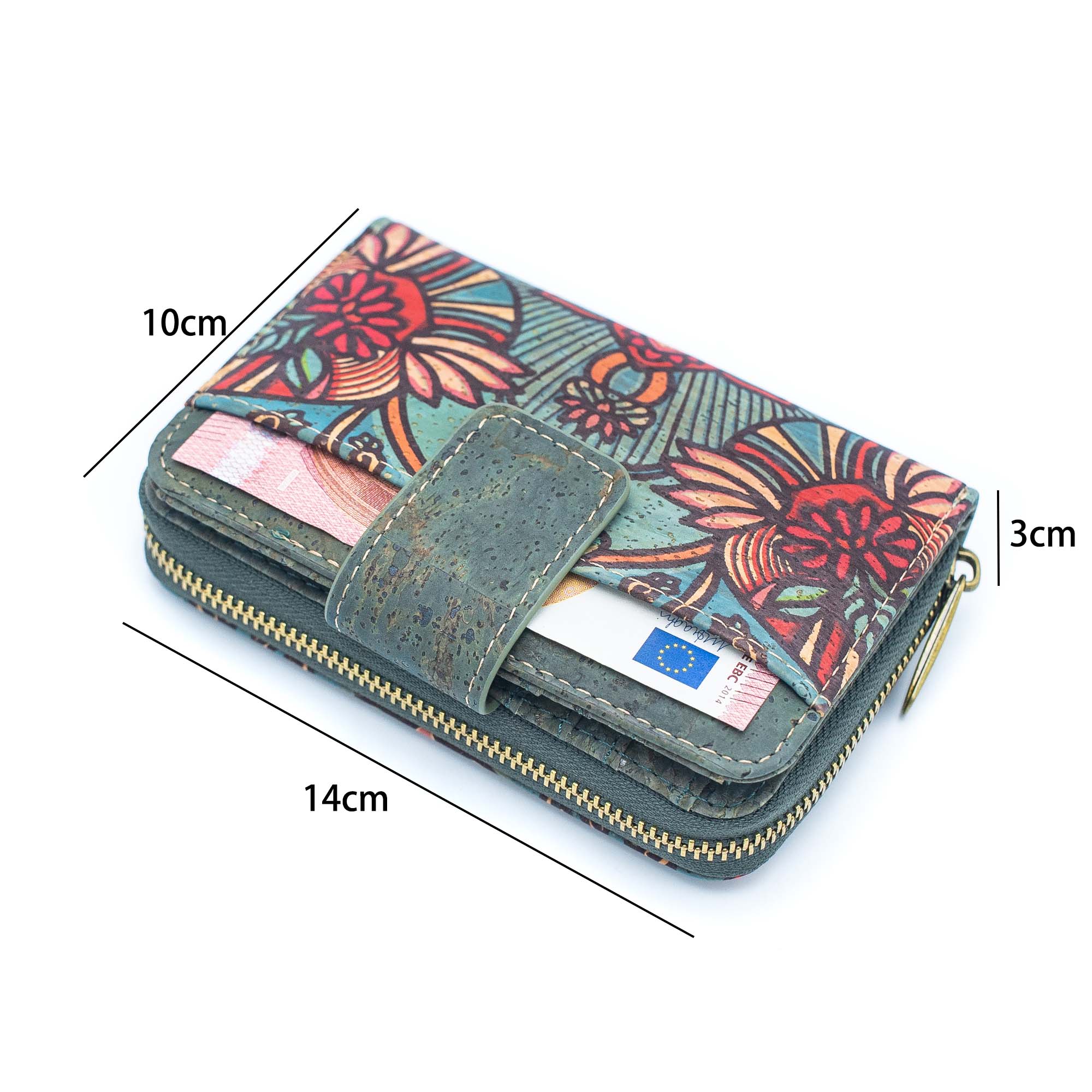 Turquoise Color Ladies Pattern Cork Wallet BAG-2088