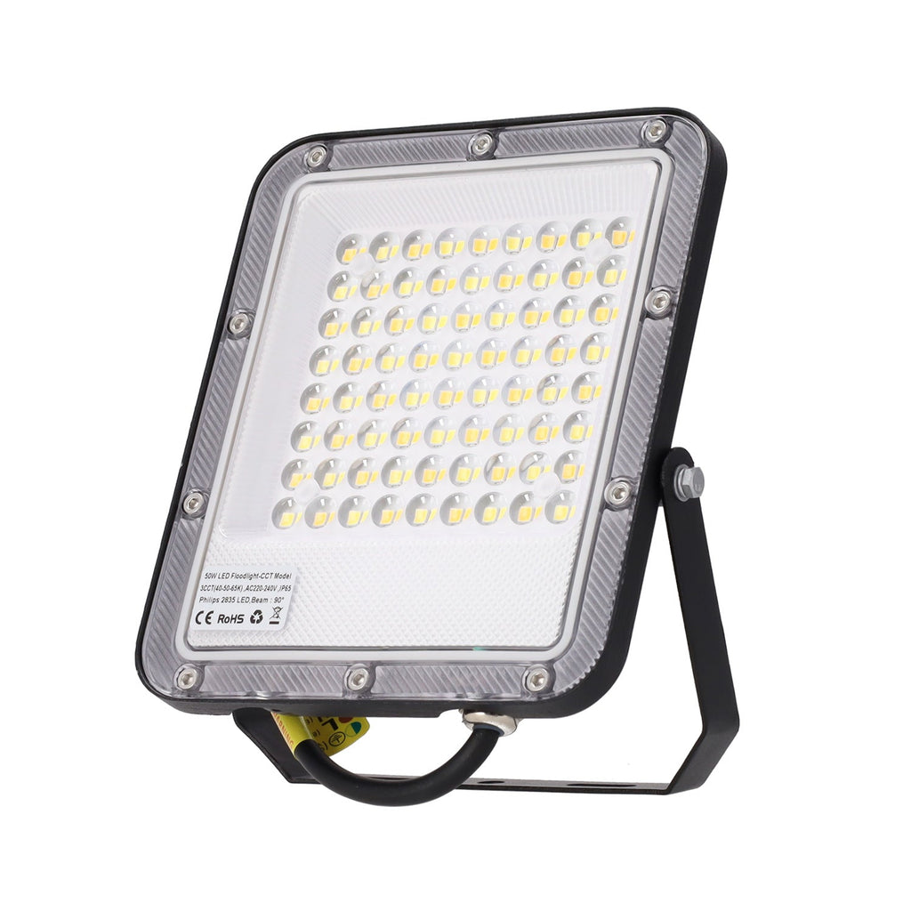 Refletor LED 50W 110Lm/W 90º 220-240VAC IP65 CCT (Tom de Luz Regulável) 4000/5000/6500ºK