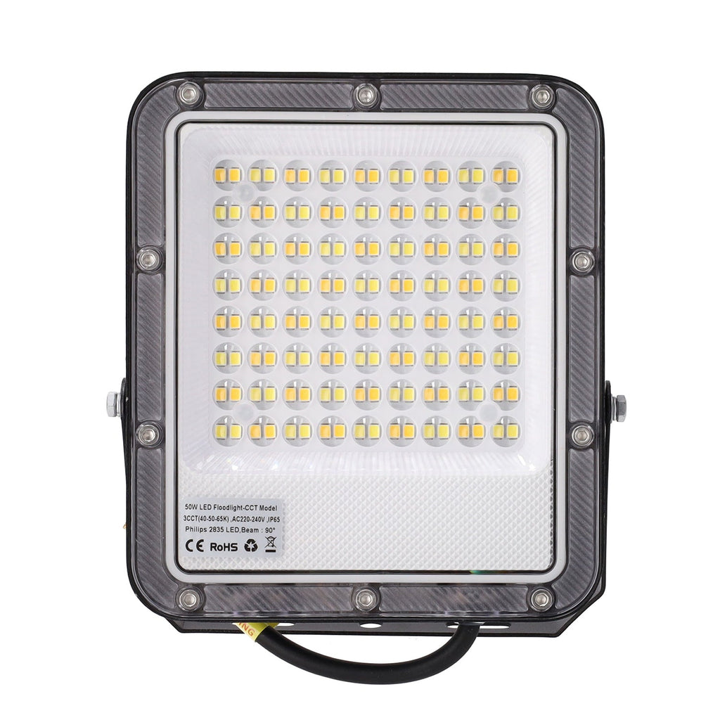 Refletor LED 50W 110Lm/W 90º 220-240VAC IP65 CCT (Tom de Luz Regulável) 4000/5000/6500ºK