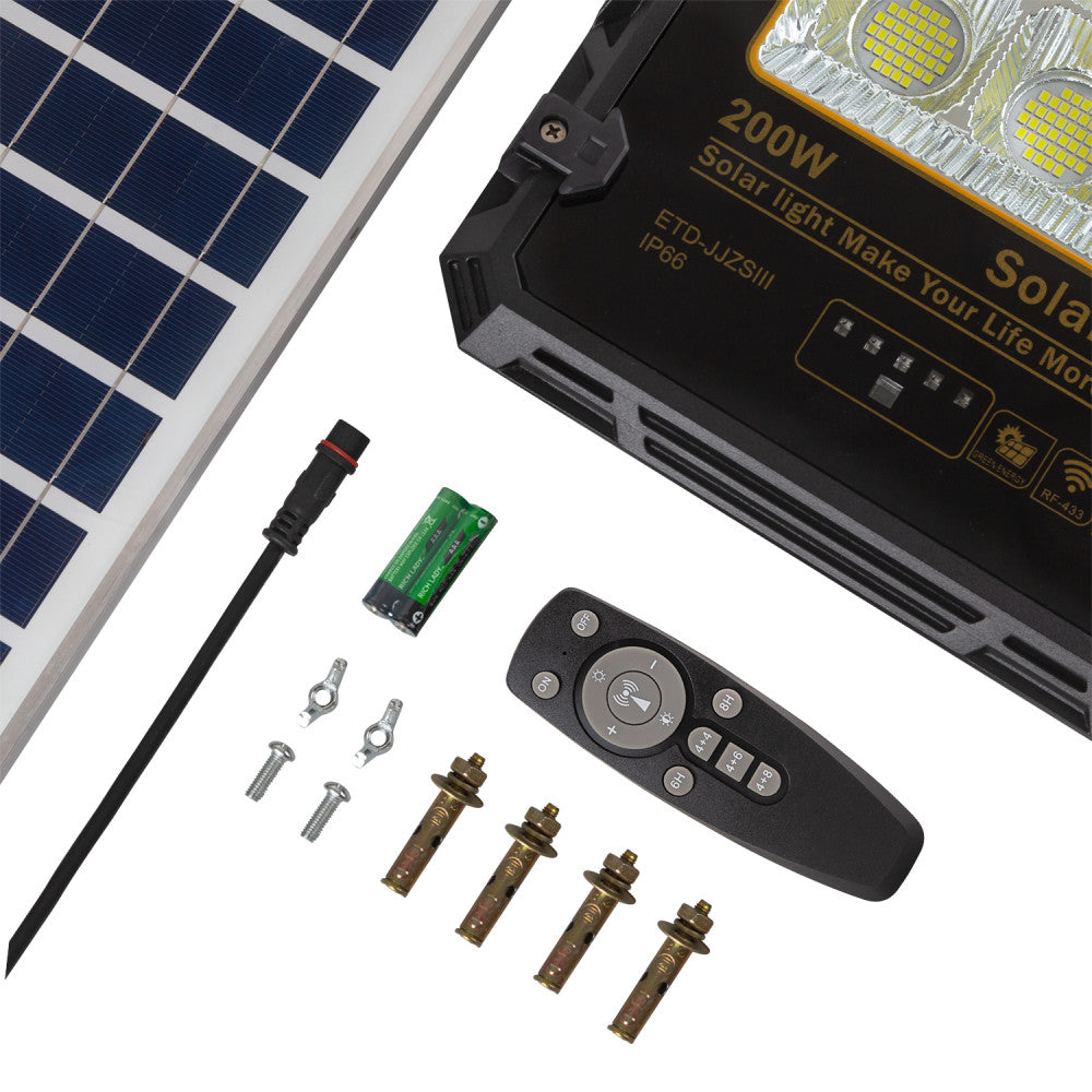 Holofote 200W com Painel Solar Controle Remoto IP65 [1916-FLSOL-200W-CW]