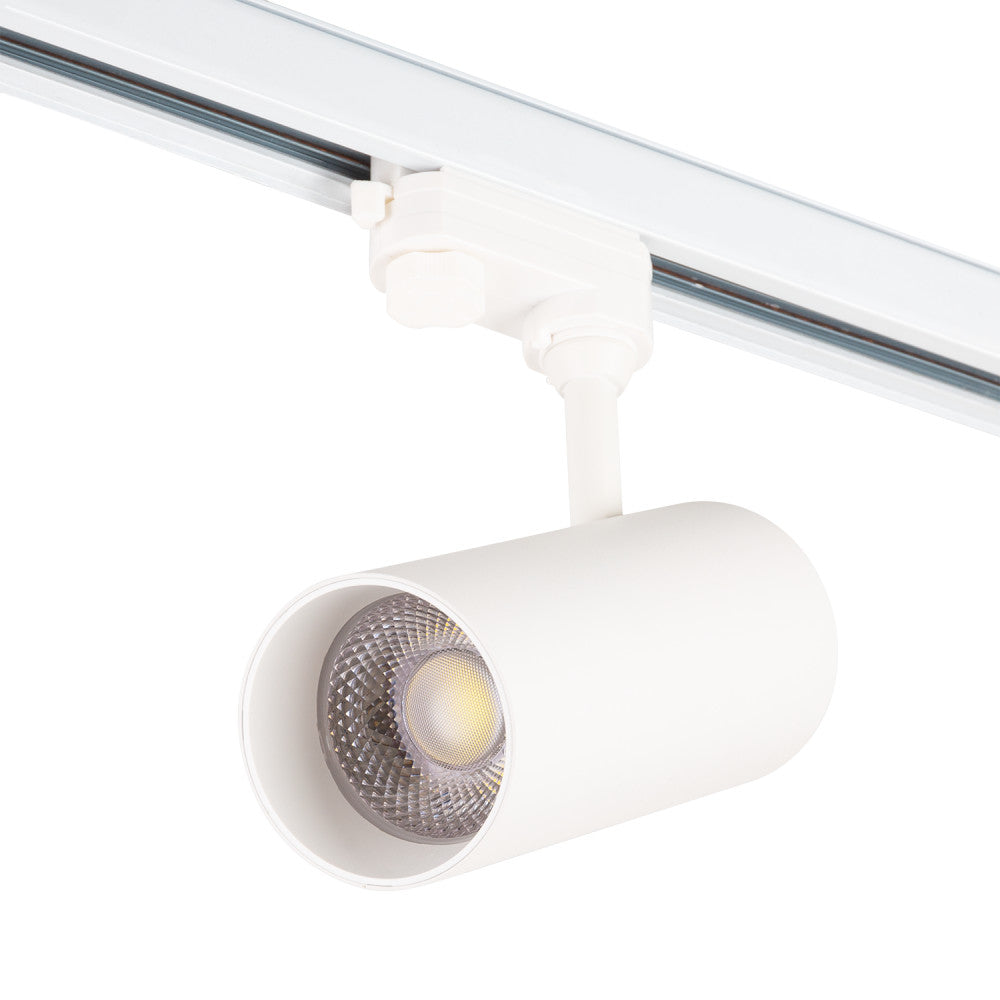 Holofote de trilho trifásico 30W COB regulável sem cintilação branco CCT (tom de luz regulável) 3000-6000ºK [1916-TL-30W-T-CCT]