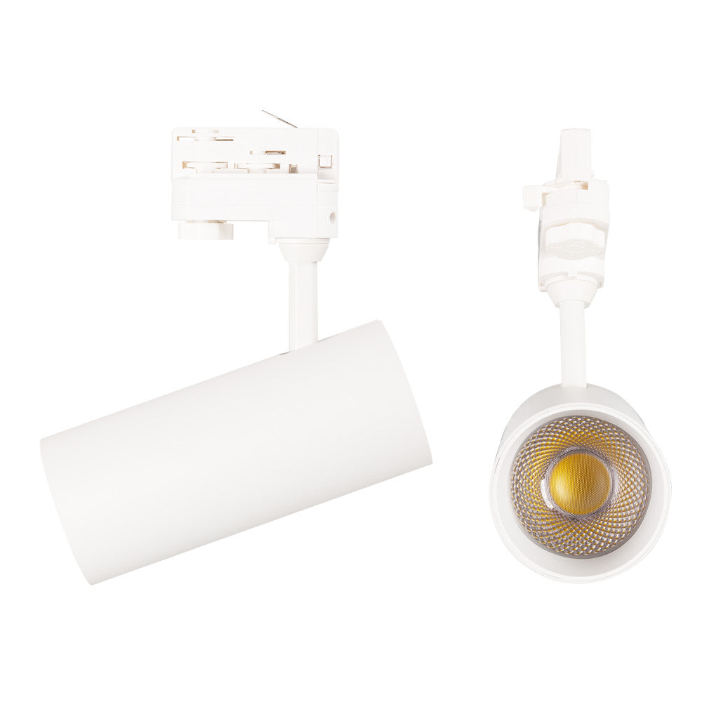 Holofote de trilho trifásico 30W COB regulável sem cintilação branco CCT (tom de luz regulável) 3000-6000ºK [1916-TL-30W-T-CCT]