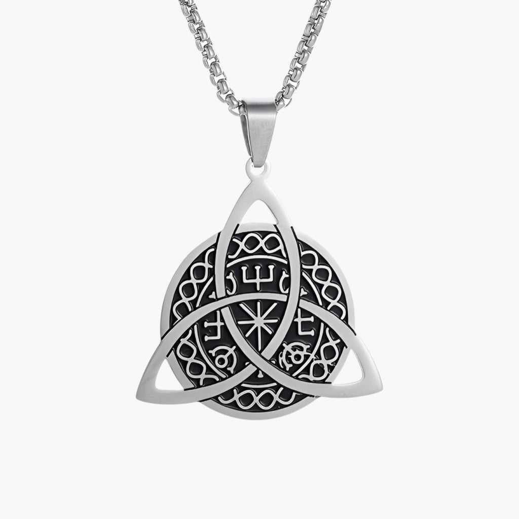 Colar Amuleto Triquetra Celta em Aço Inoxidável