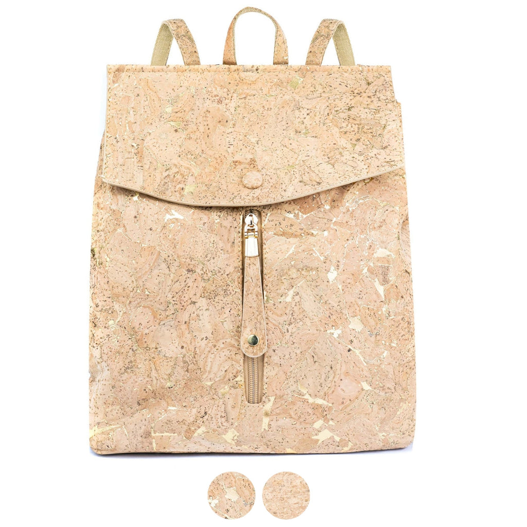 Mochila de Corcho con Detalles Dorados – Bolso Vegano Ecológico BAG-2096