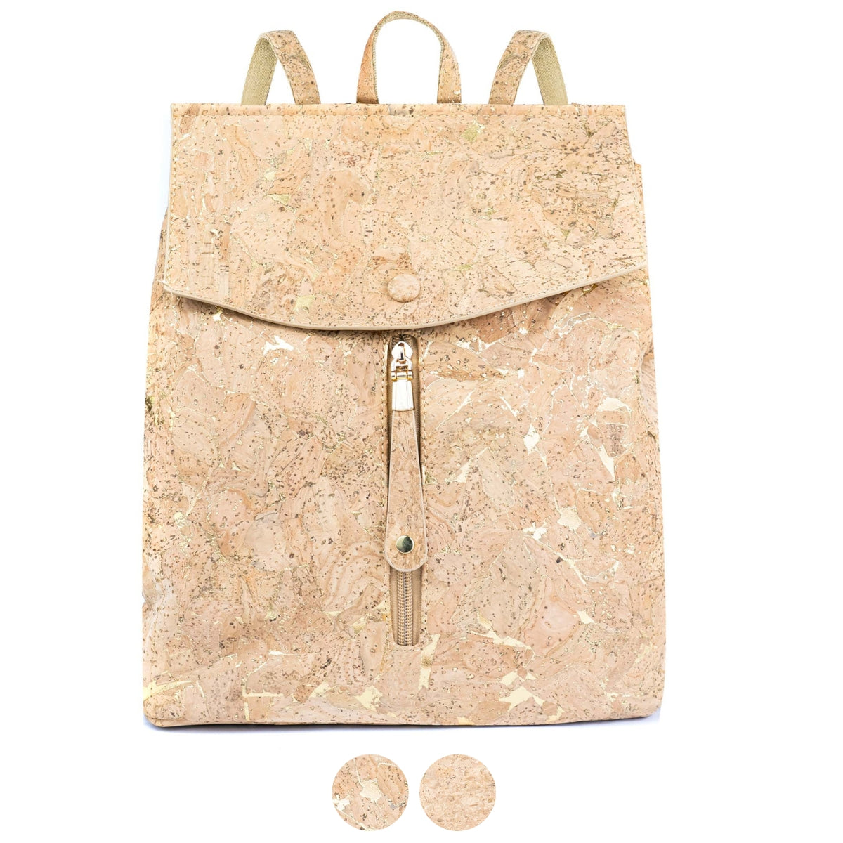 Mochila de Corcho con Detalles Dorados – Bolso Vegano Ecológico BAG-2096