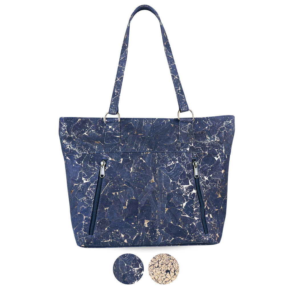 Bolso tote de corcho ecológico con estampado de mármol - Bolso de hombro de cuero vegano BAGP-340