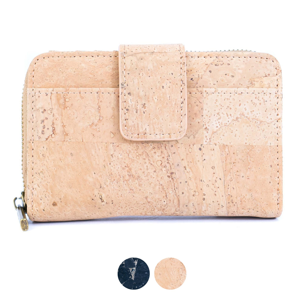 Reißverschlussbrieftasche aus Naturkork für Damen BAG-2202