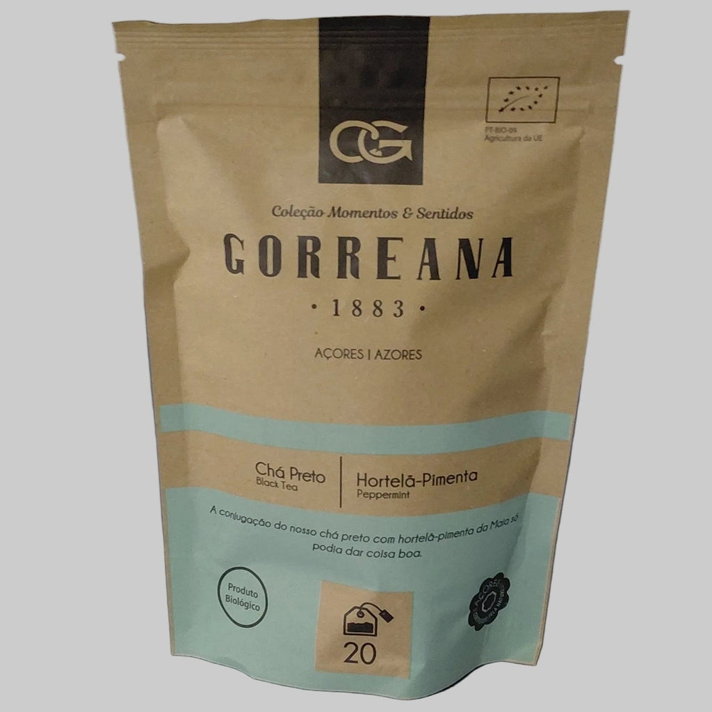 20 Teebeutel Gorreana Schwarzer Tee mit Pfefferminze Lose Blätter von den Azoren Kräftig & Erfrischend