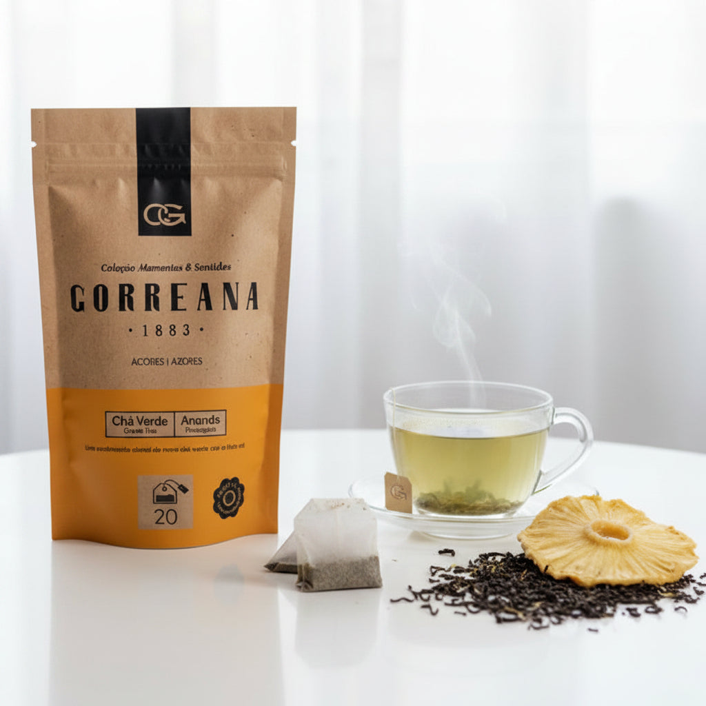 20 Teebeutel Gorreana Grüner Tee mit Ananas von den Azoren – Loser Tee – Fruchtig & Erfrischend