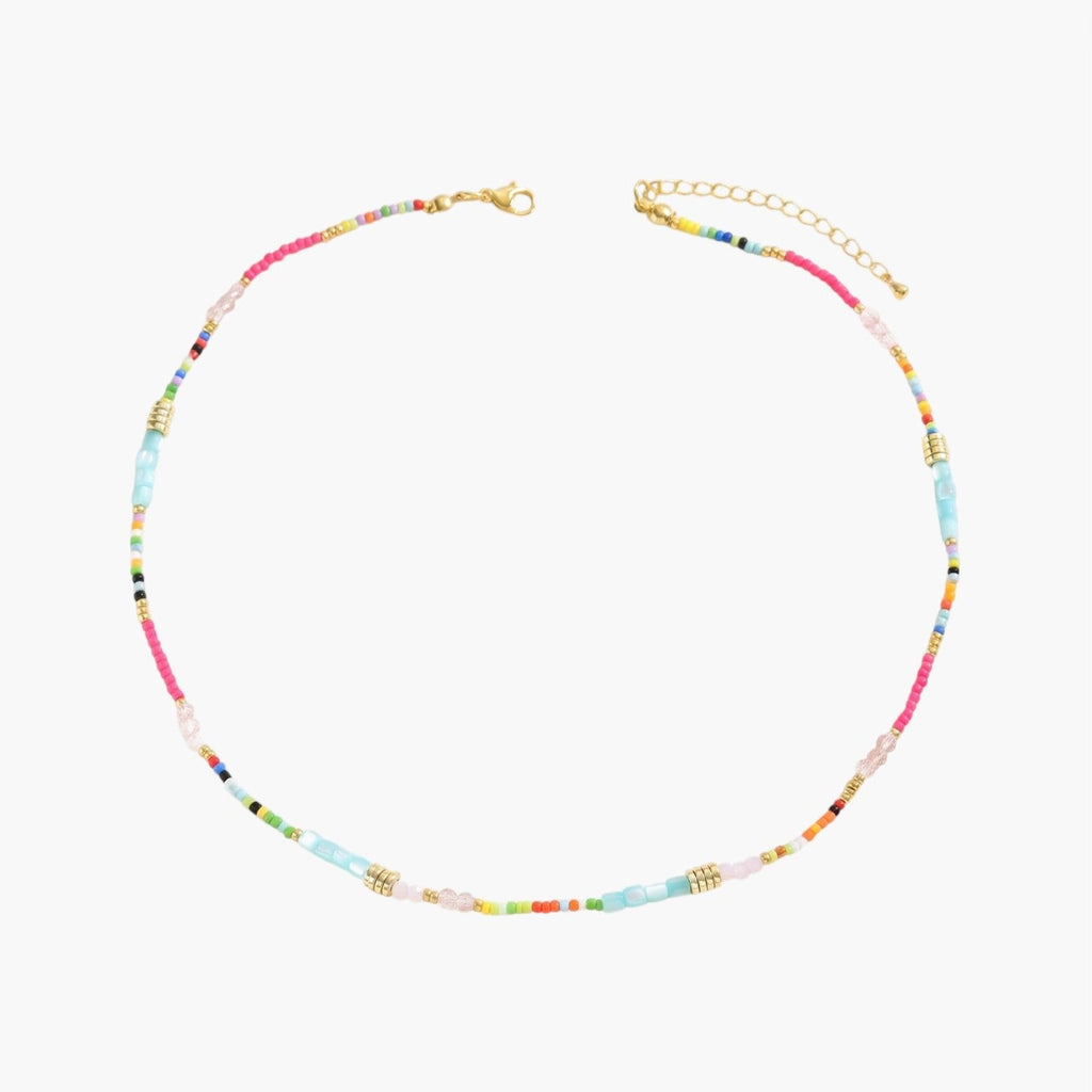 Colar Choker Boémio com Cristais Coloridos