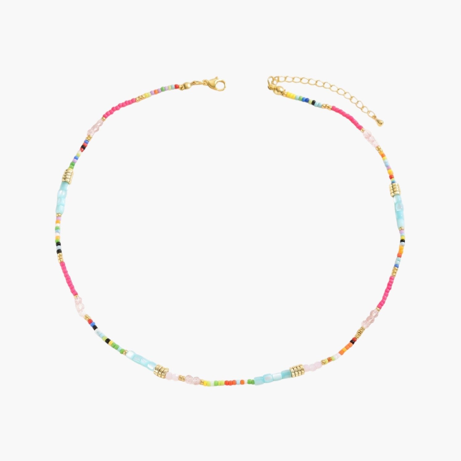 Colar Choker Boémio com Cristais Coloridos