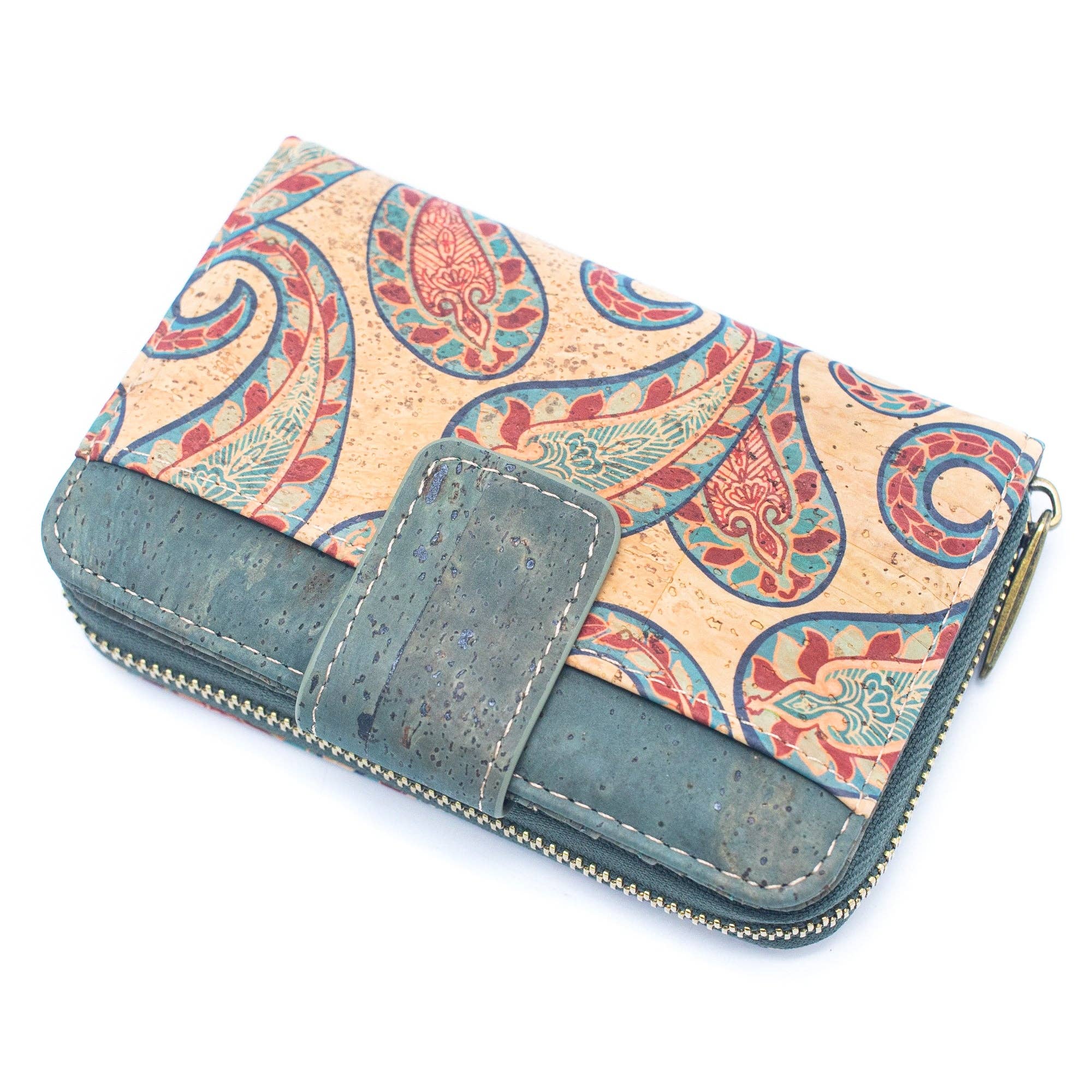 Monedero de Corcho con Patrón para Mujer Color Turquesa BAG-2088