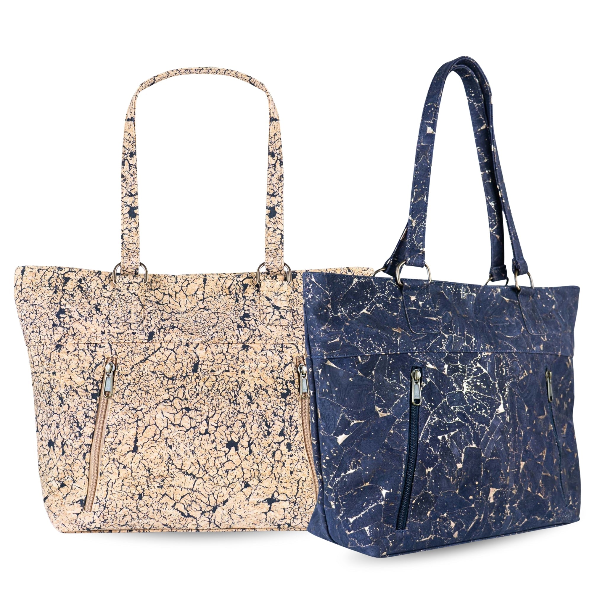 Bolso tote de corcho ecológico con estampado de mármol - Bolso de hombro de cuero vegano BAGP-340