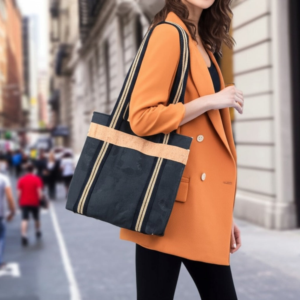 Schultertasche für Damen aus Kork und Gurtband BAGP-297