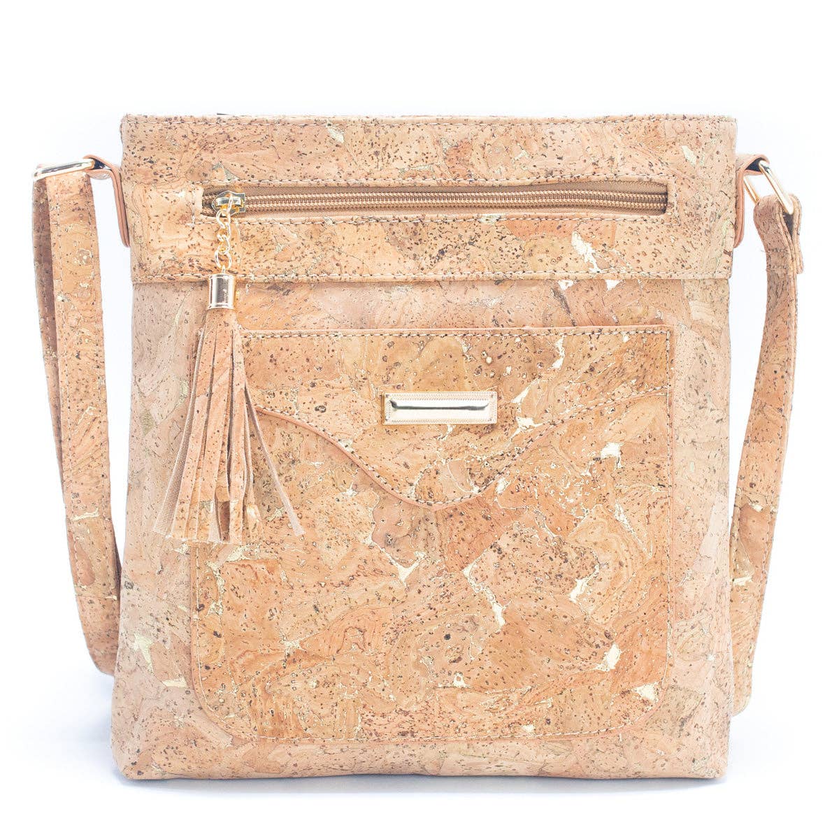 Women's Crossbody Bag in Natural Cork with Gold or Silver Accents BAG-2249