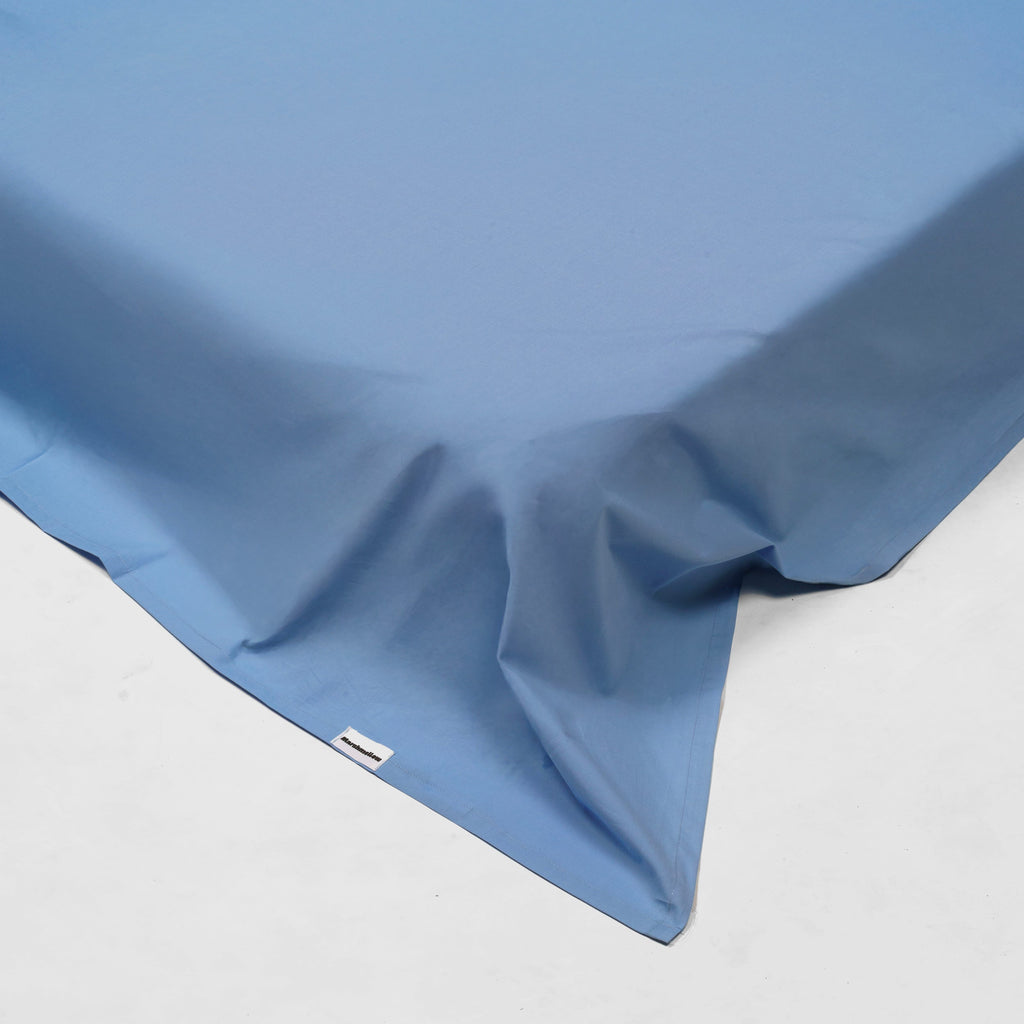 Spannbettlaken - Perkal (200 Fäden) (Blau)