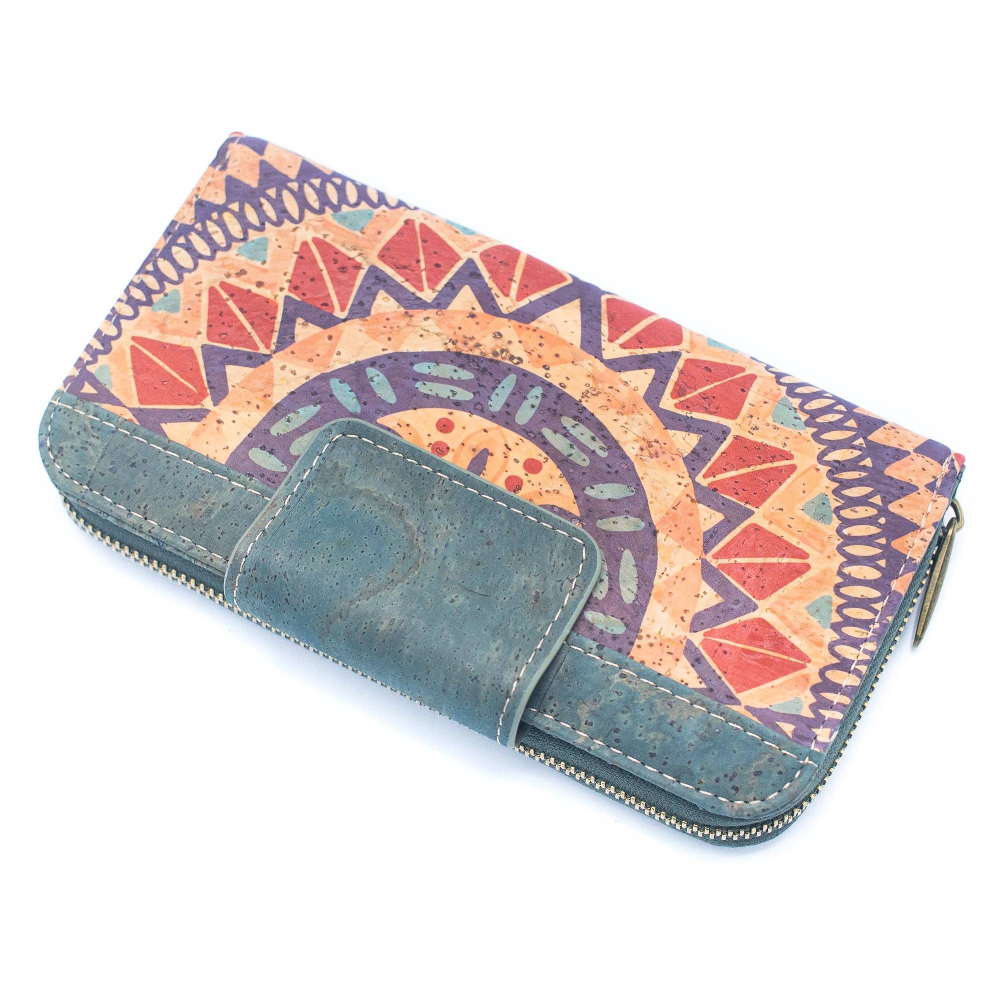 Billetera Bifold para Mujer de Corcho Color Turquesa con Diseño de Corcho BAG-2089