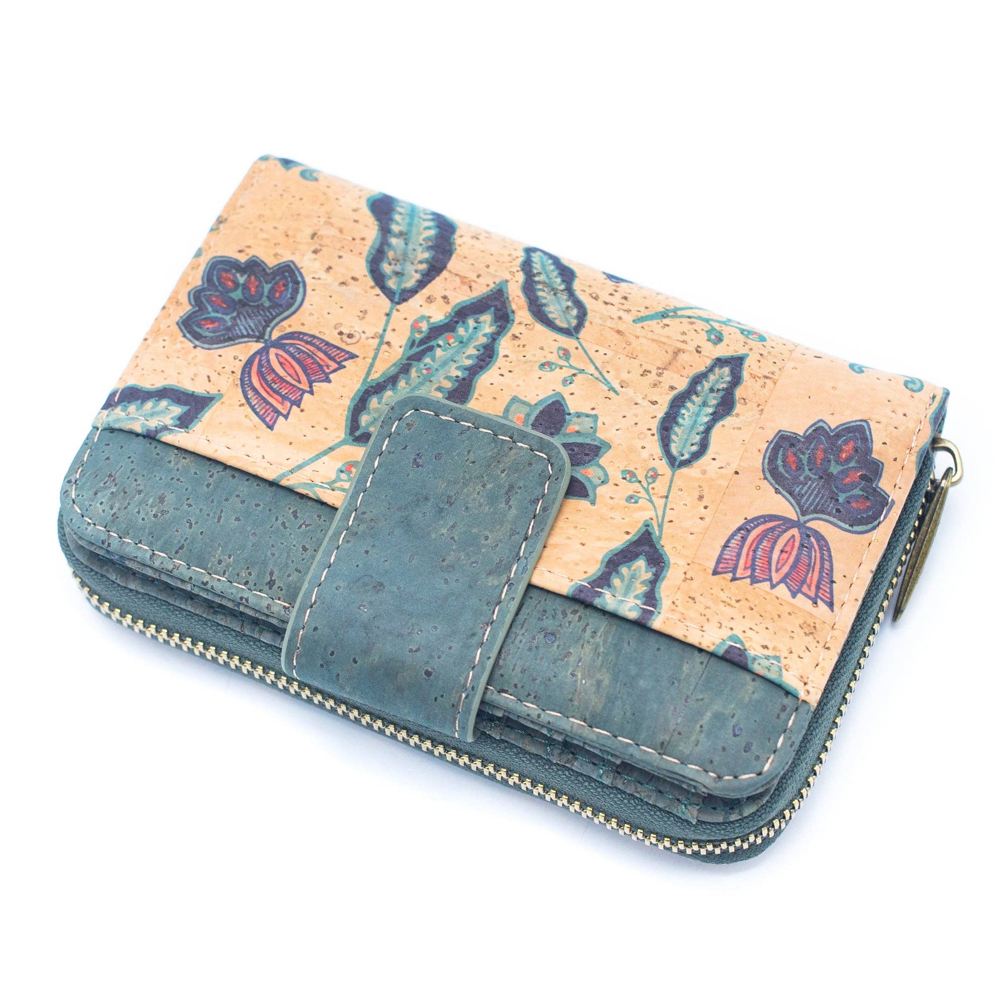 Monedero de Corcho con Patrón para Mujer Color Turquesa BAG-2088