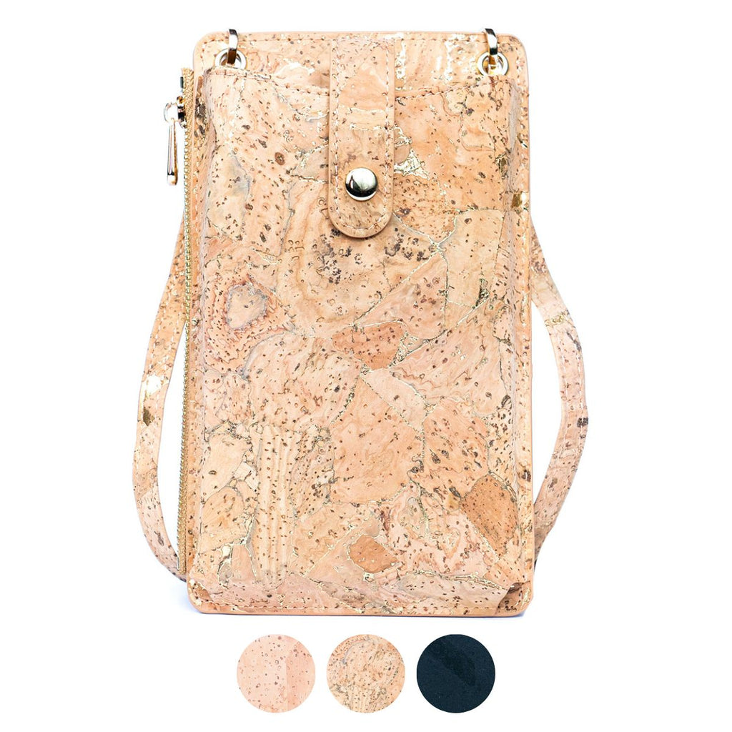 Elegante Handy-Tasche für Damen aus Naturkork mit Kartenfächern BAG-2298