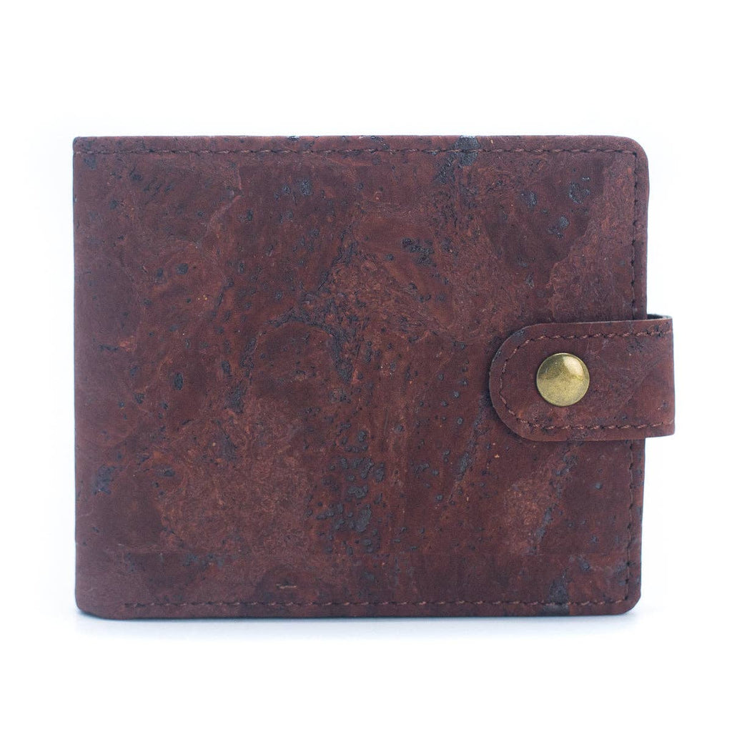 Schlankes zweifach faltbares Portemonnaie aus Kork mit Druckknopf BAG-2270-WALLET