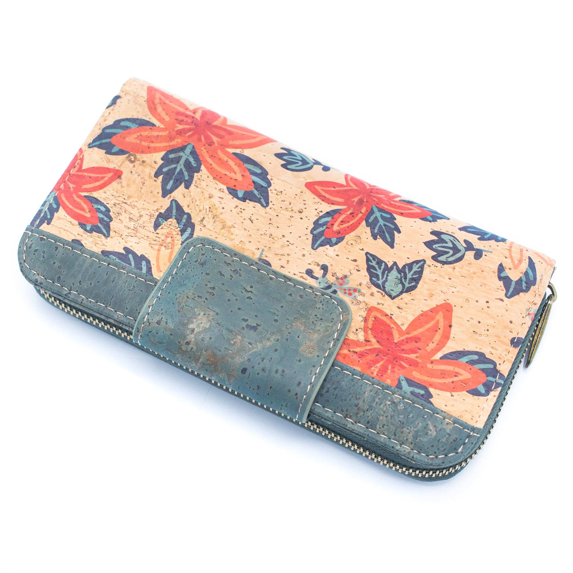 Billetera Bifold para Mujer de Corcho Color Turquesa con Diseño de Corcho BAG-2089
