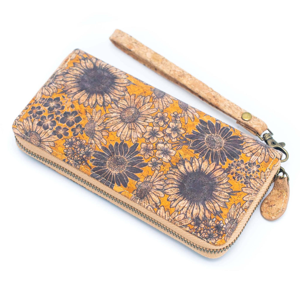 Cartera tarjetero de corcho natural con cremallera para mujer, varios patrones - Cartera vegana de corcho BAG-2216
