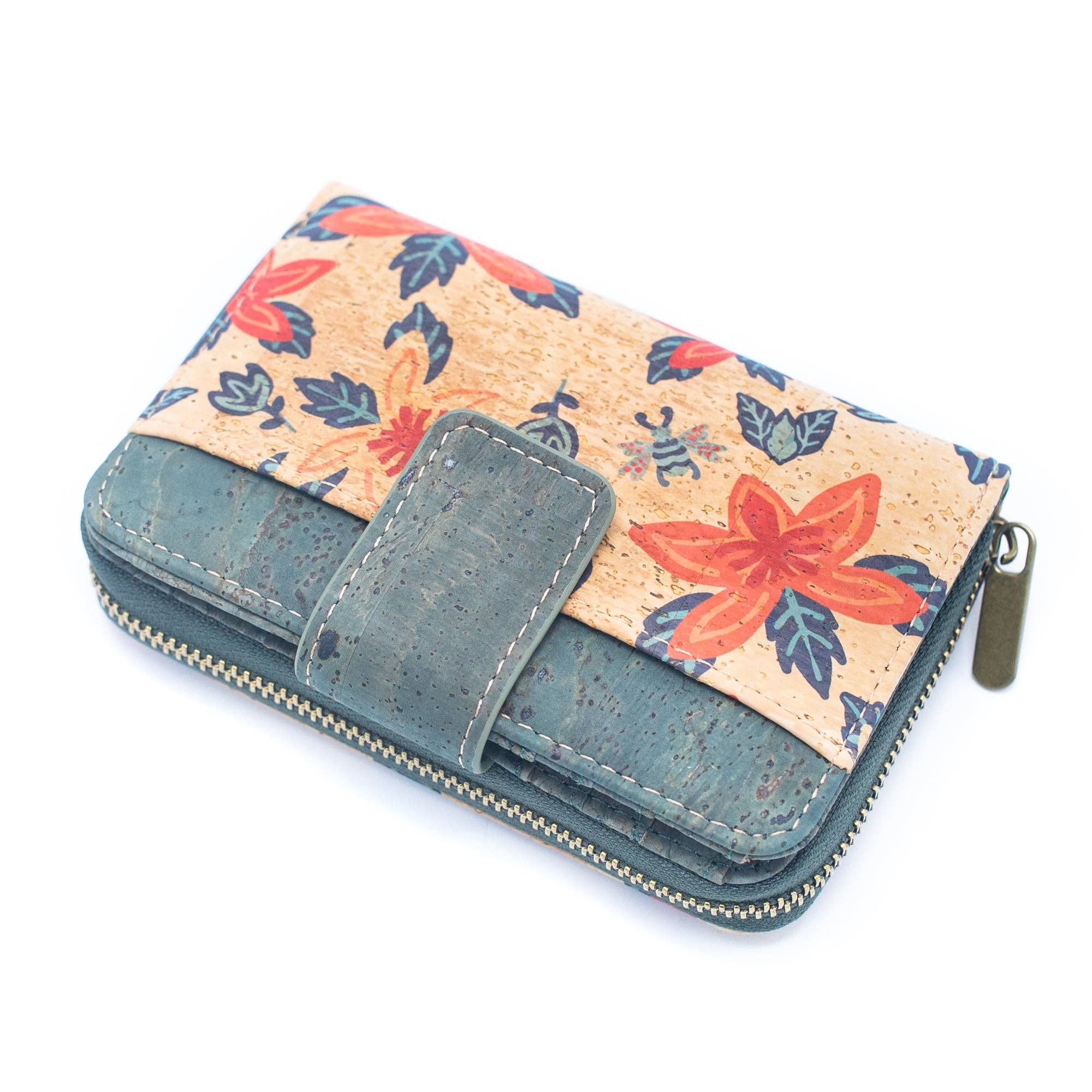 Monedero de Corcho con Patrón para Mujer Color Turquesa BAG-2088
