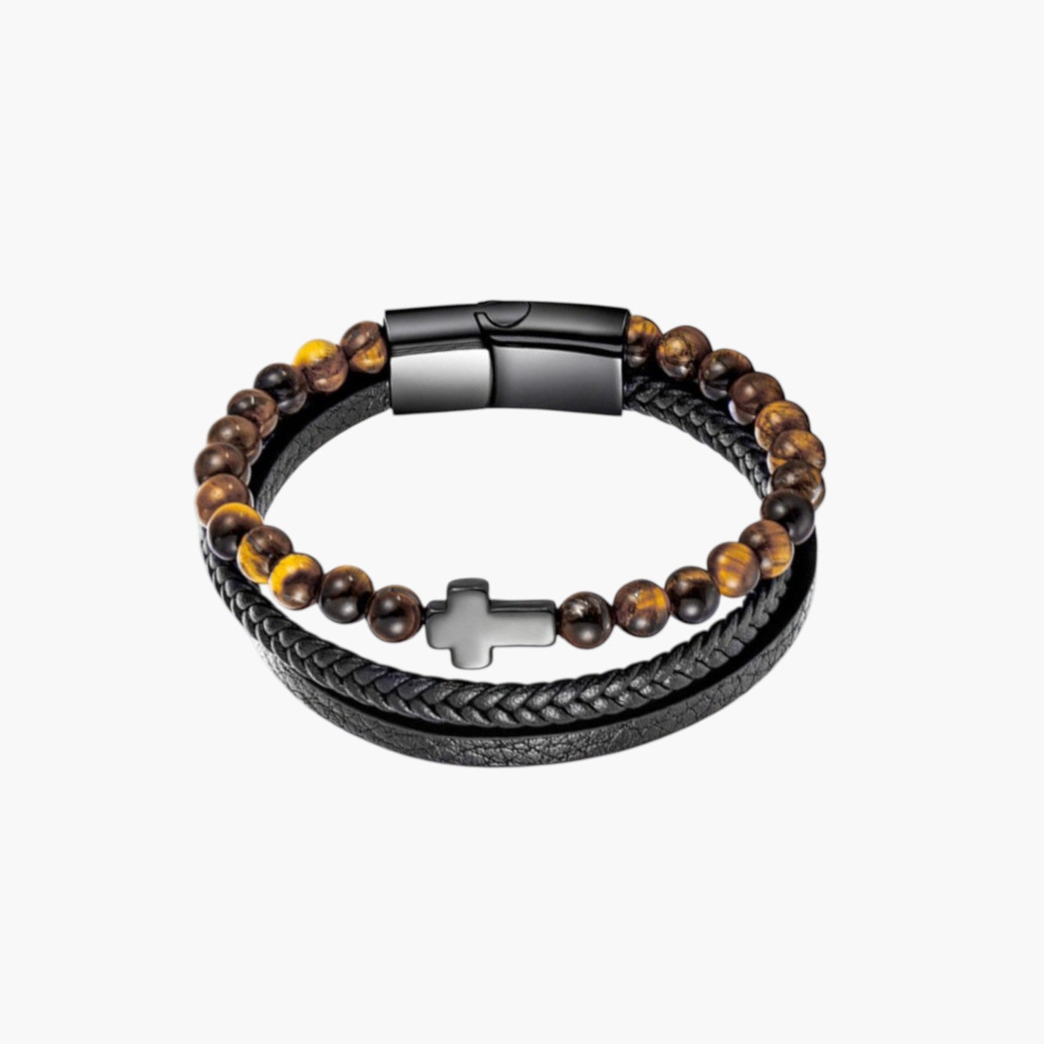 Pulseira de Couro e Pedra Natural