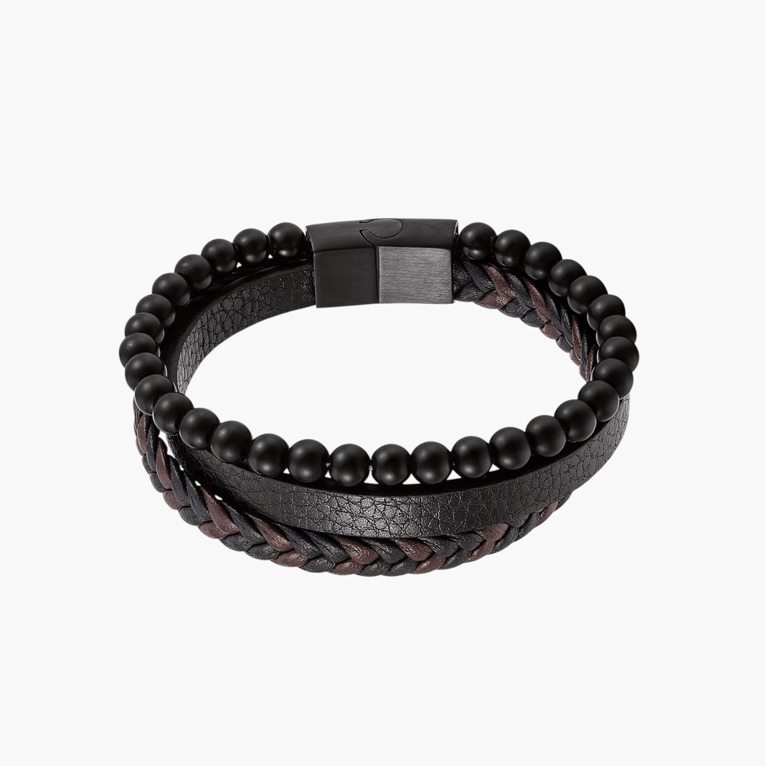Pulseira de Couro e Pedra Natural