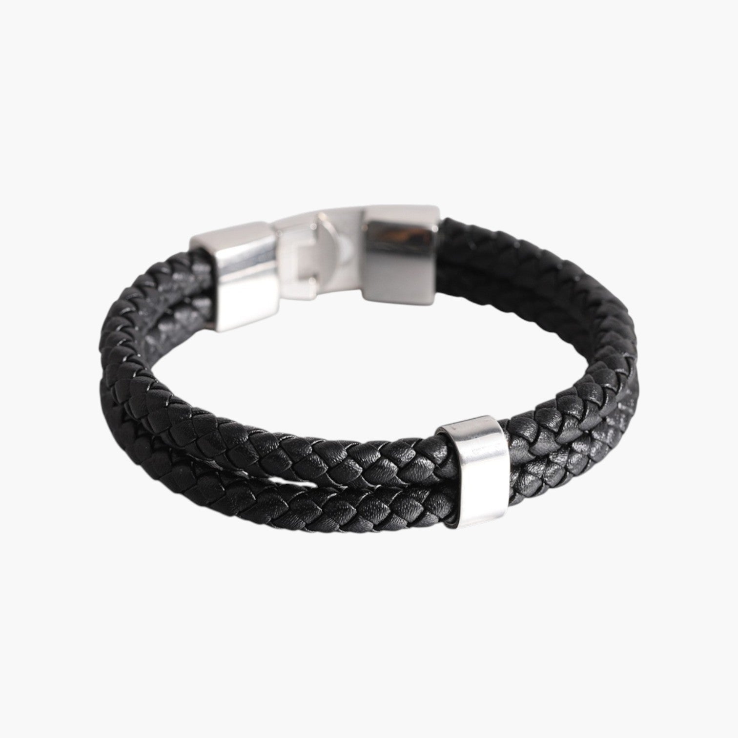 Pulseira de Couro e Aço Inoxidável