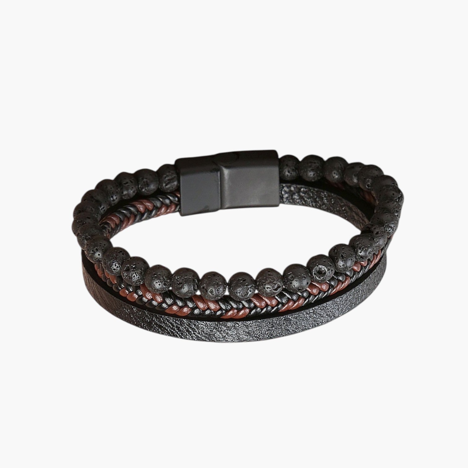 Pulseira de Couro e Pedra Natural