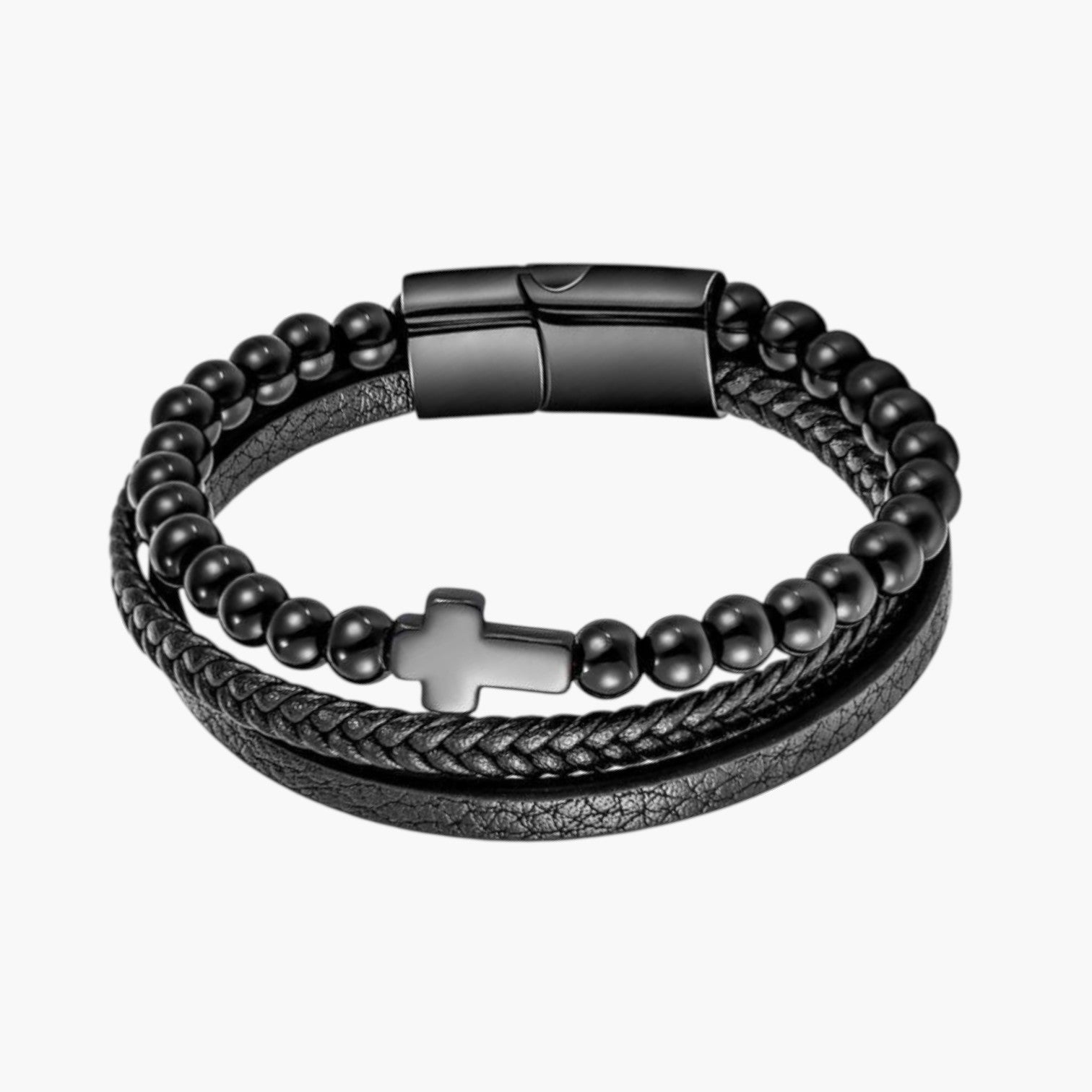 Pulseira de Couro e Pedra Natural