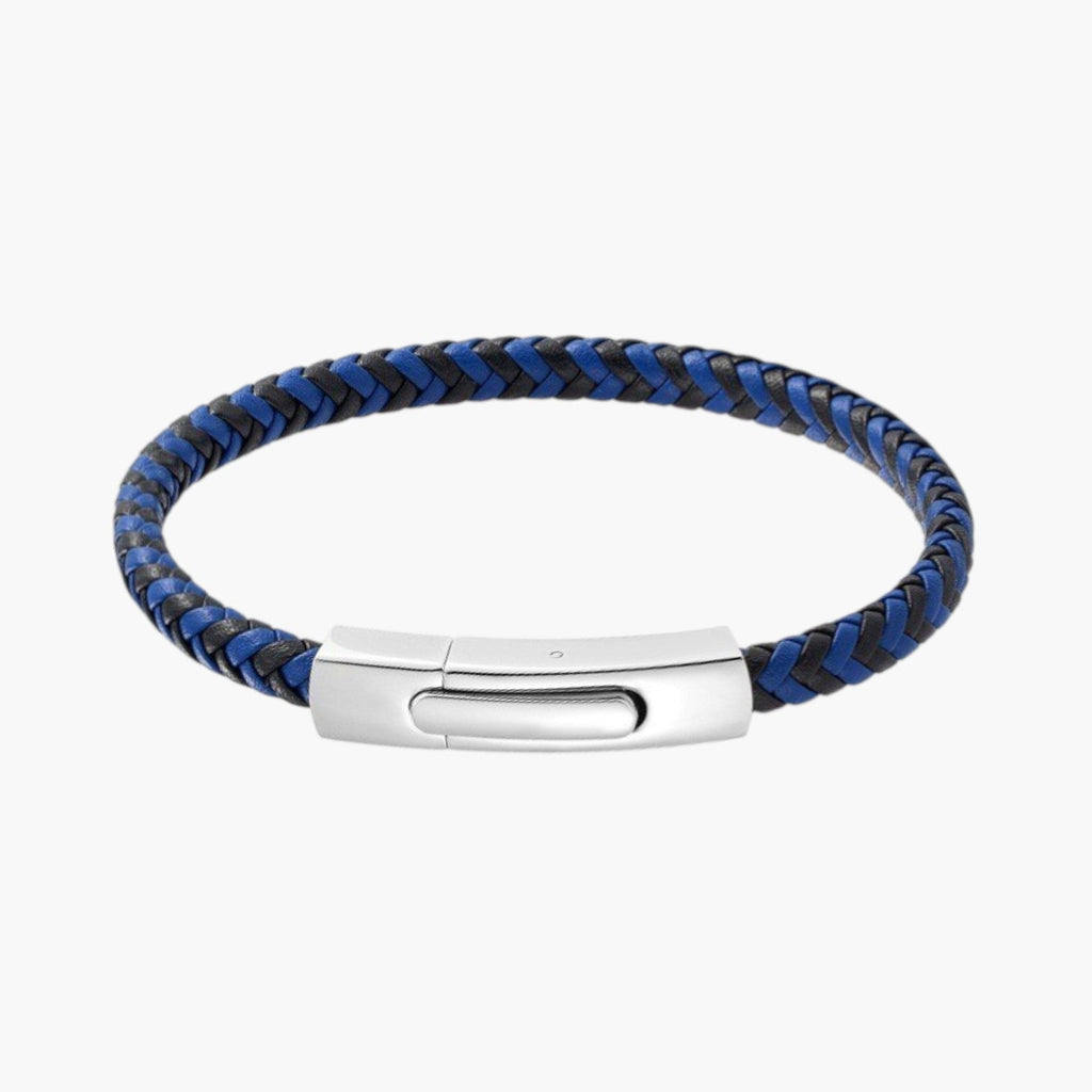 Pulseira de Couro e Aço Inoxidável 316L