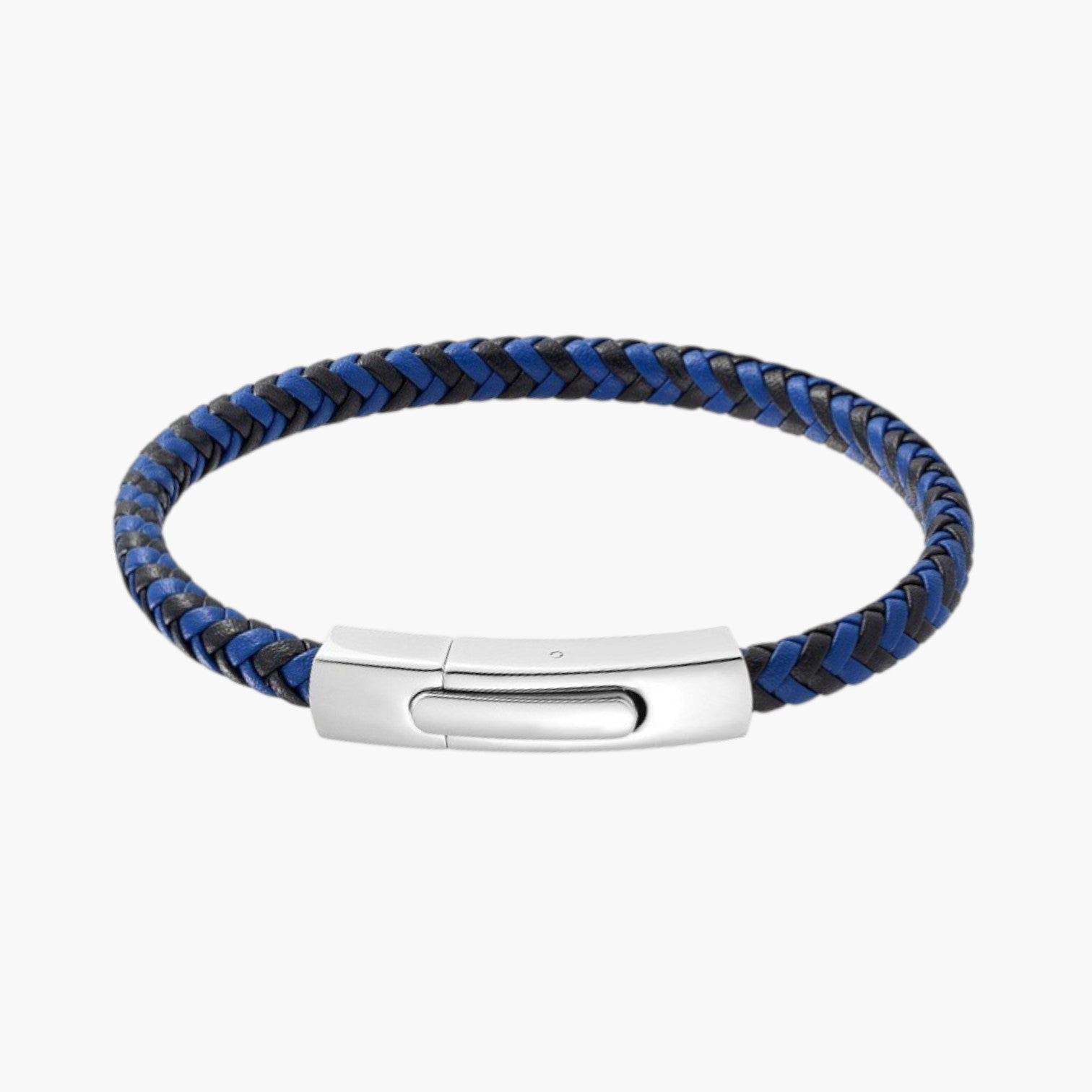 Pulseira de Couro e Aço Inoxidável 316L
