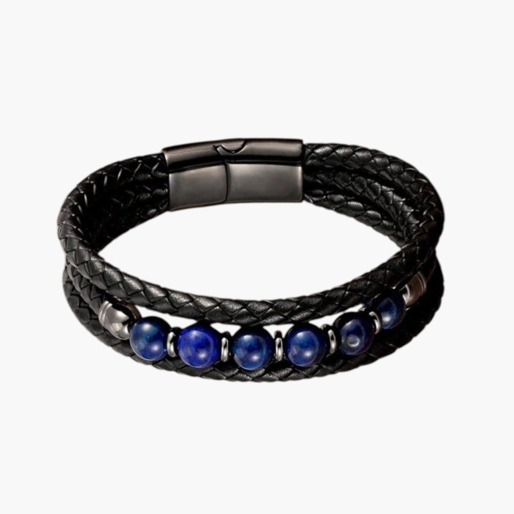 Pulseira de Couro e Pedra Natural
