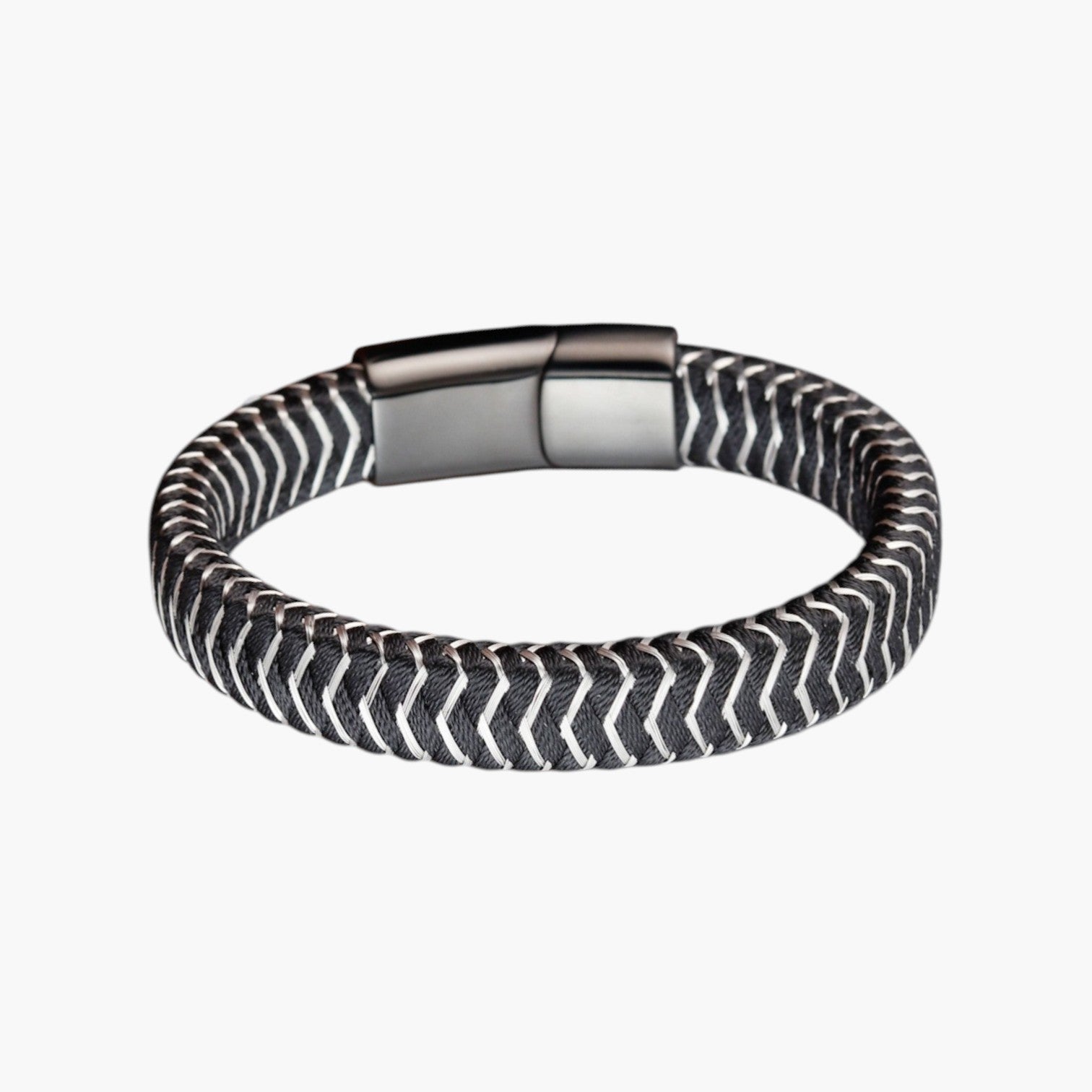 Pulseira de Couro e Aço Inoxidável