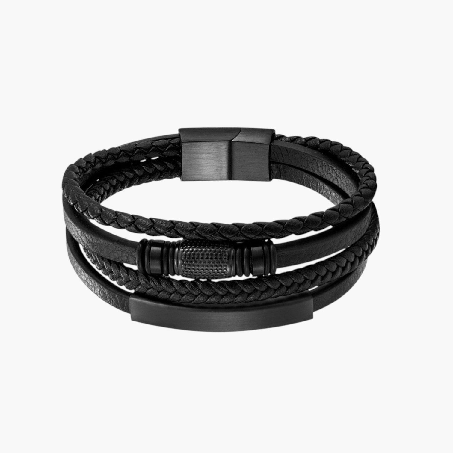 Pulseira de Couro e Aço Inoxidável