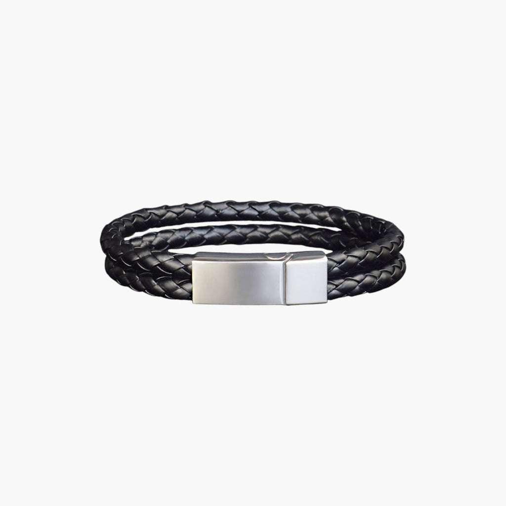 Pulseira Personalizada de Couro e Aço Inoxidável