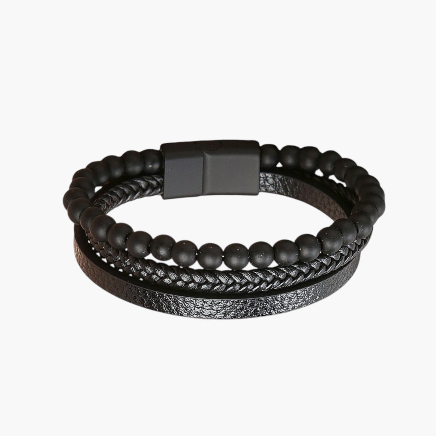 Pulseira de Couro e Pedra Natural