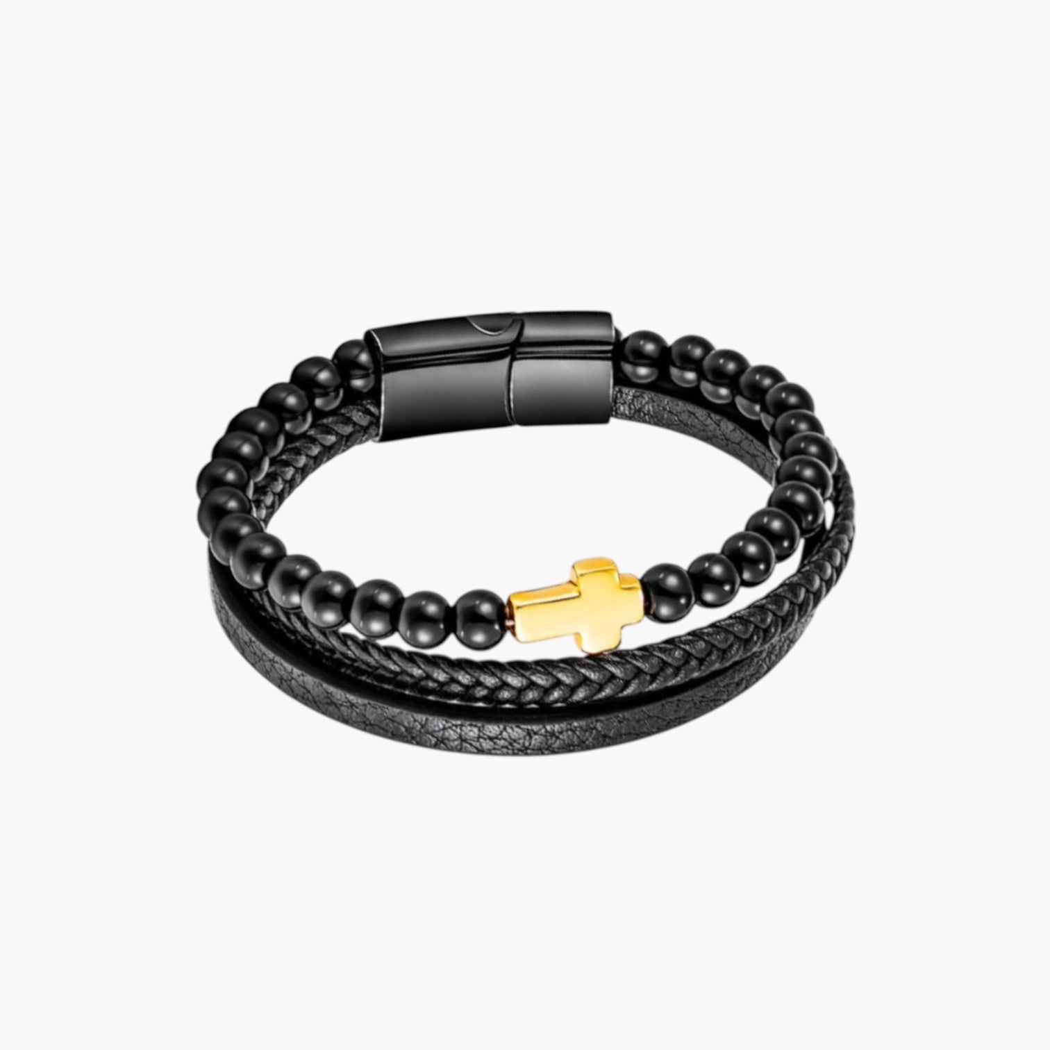 Pulseira de Couro e Pedra Natural
